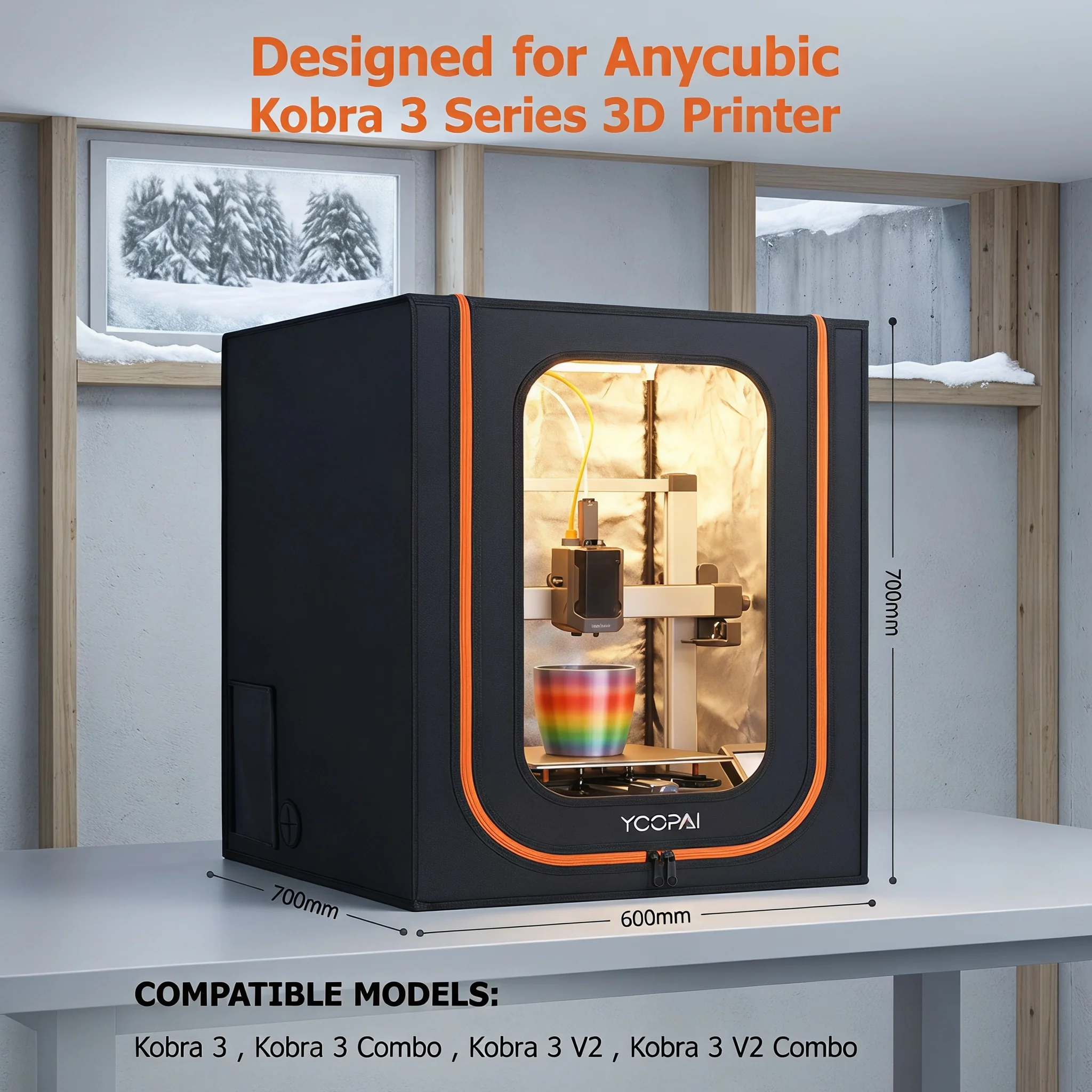 YOOPAI 3D Printer Enclosure For Anycubic Kobra 3/ Kobra 3 Combo /V2/V2 Combo Constant Temperature Fireproof Dustproof Waterproof 3