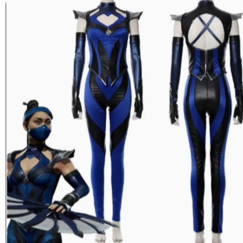 Mileena Kitana Cosplay Mortal Kombat Sexy Jumpsuit Mask Women  Fantasia Costume  Carnival Game Suit Adult