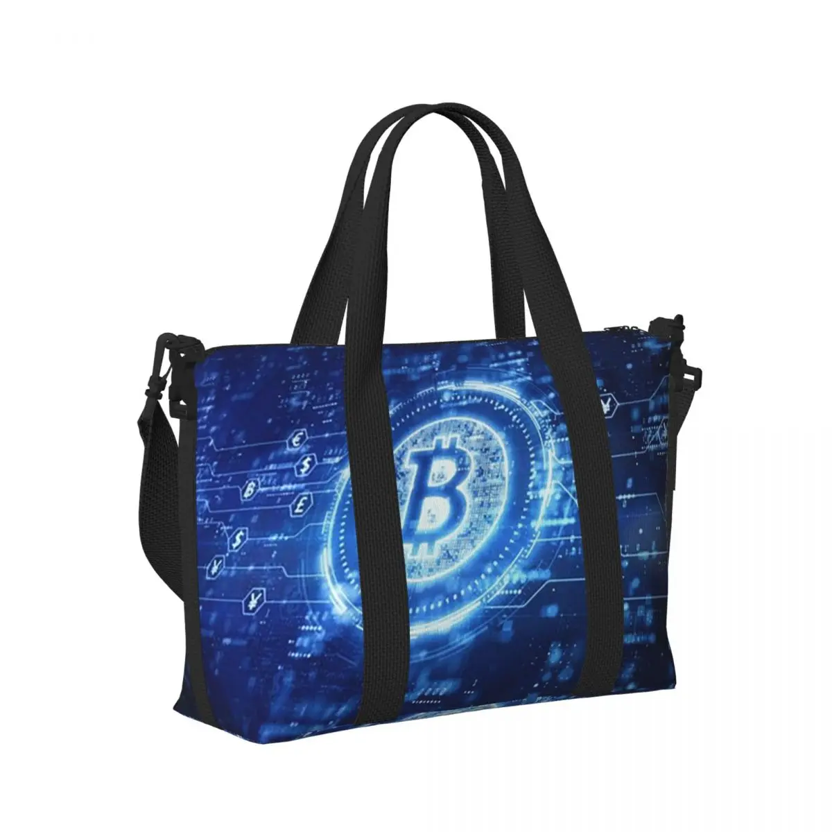 

Bitcoin BTC Cryptocurrency Crypto Blockchain Beach Travel Bag Tote Bags for Gym Sport Women Shopping Duffle Shoulder Bag
