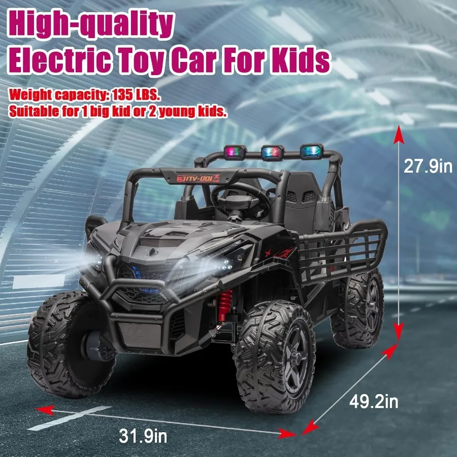 24V 2-Seater Ride On Car Side by Side Ride On Truck with Remote Control Battery Powered Electric Car for Off-Road Ride On Truck