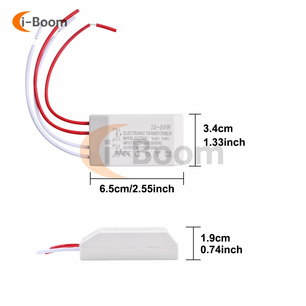 20-60W AC 220V to AC 12V Transformer Power Adapter Constant Current Driver for LED Halogen Lighting Luminaires