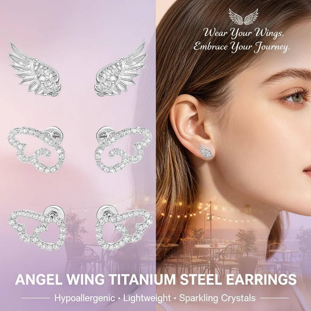 Angel Wings Titanium Steel Ear Cuff Unique Ear Bone Nail Wings for Women Sweet Cool Spicy Girl Niche Ear Accessory