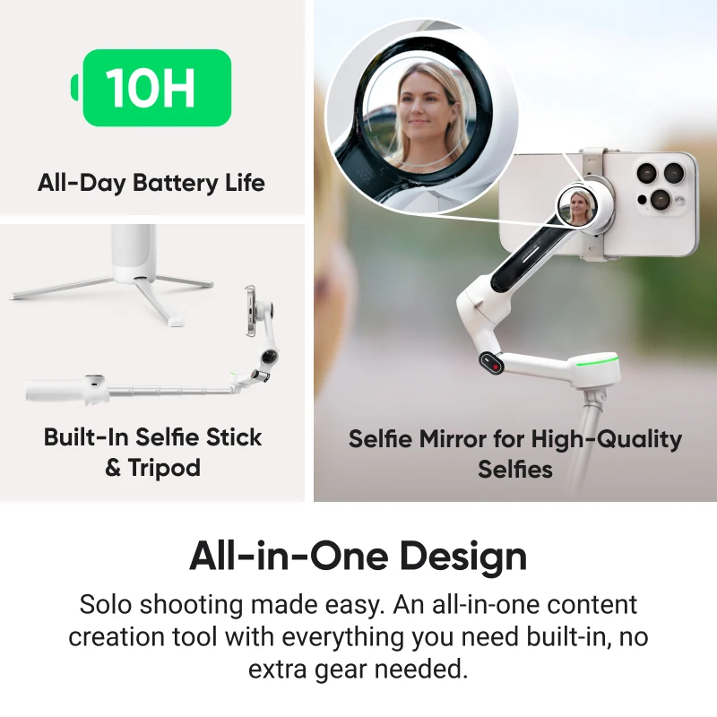 Insta360 Flow 2 Pro: cardán plegable para teléfono AI, seguido en más de 200 aplicaciones con Apple DockKit, original, seguimiento para varias personas