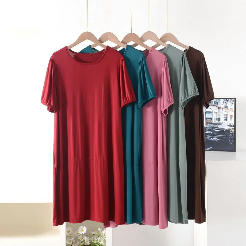 Robe d'été pour femmes, grande taille, manches courtes, couleur unie, XL à 8XL