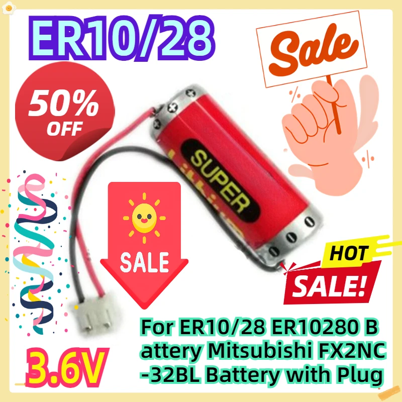 

For 3.6V ER10/28 ER10280 Battery Mitsubishi FX2NC-32BL Battery with Plug