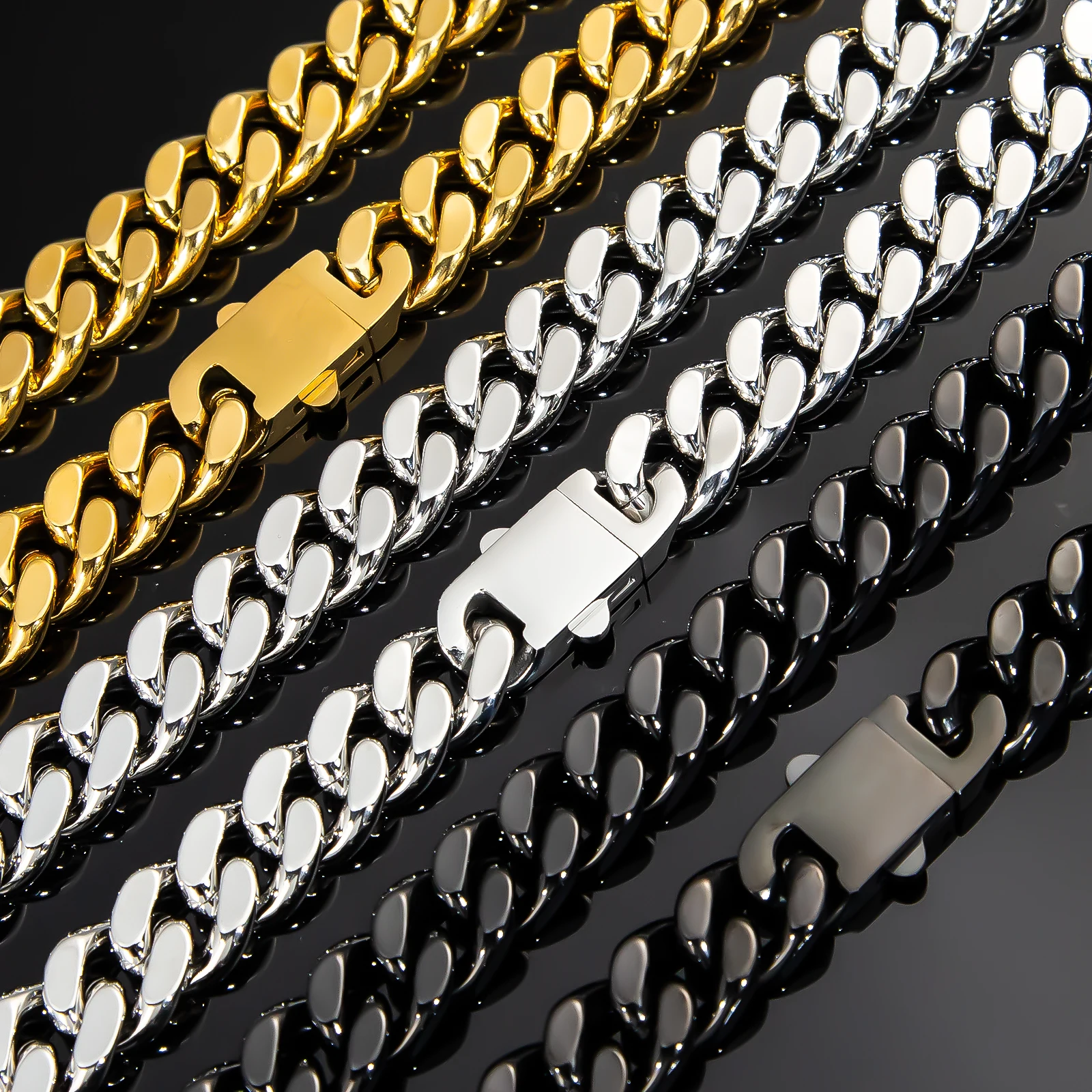SDA 10/12/14mm Rapper Cuban link Bracelet Necklace Stainless Steel Hip Hop Jewelry for Men Woman Drop Shipping Free Laser Logo