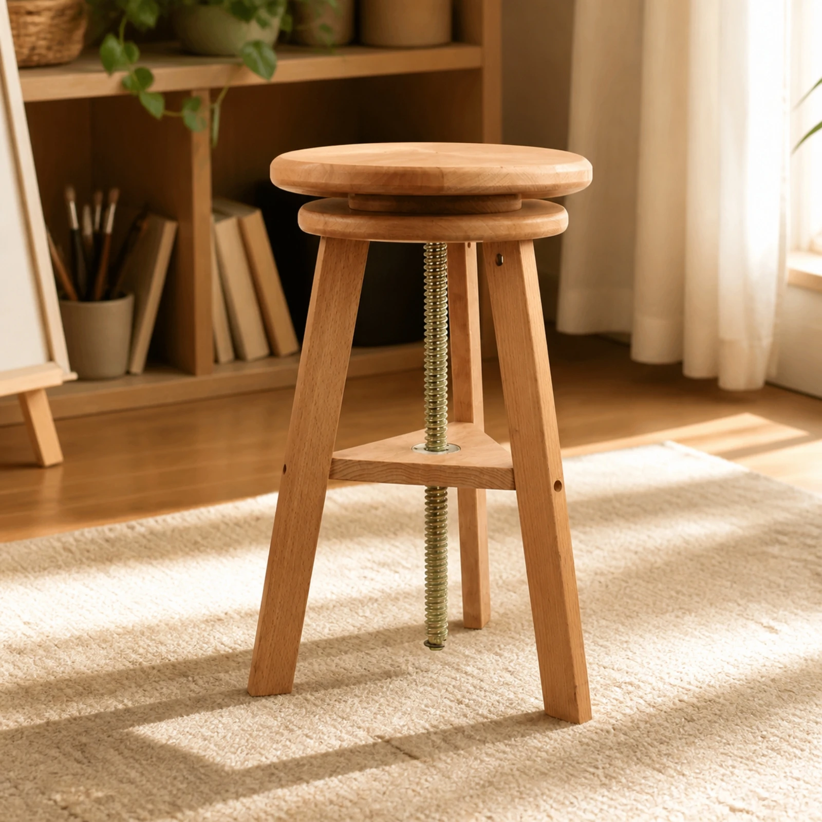 Adjustable Art Stool Long-Lasting Beech Wood Art Stool Furniture Stable Compact for Artists, Drawing, Painting