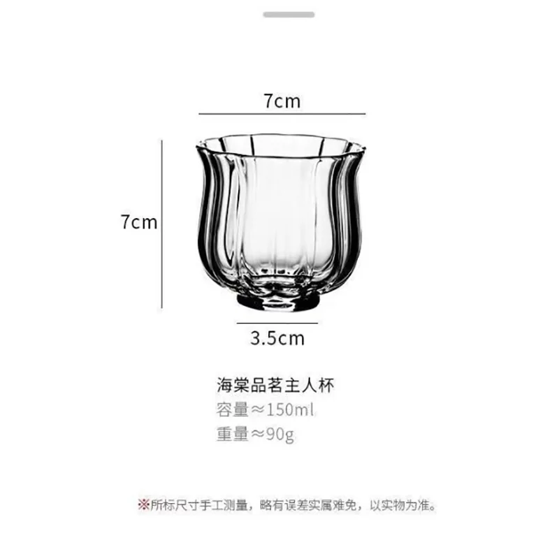 Glass Lotus Tea Cup Thickened Heat-Resistant Personal Tea Set High-end Transparent Elegant Lotus Kung Fu Tea Cup