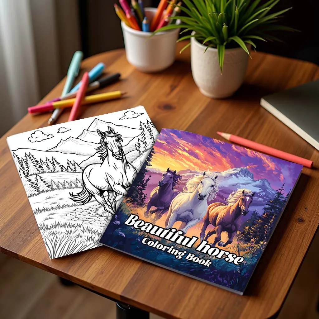 Beautiful Horse Coloring Ideas Theme Colouring Book 24 Pages Hand Painted Coloring Books Soothing Stress For Adult Picture Book