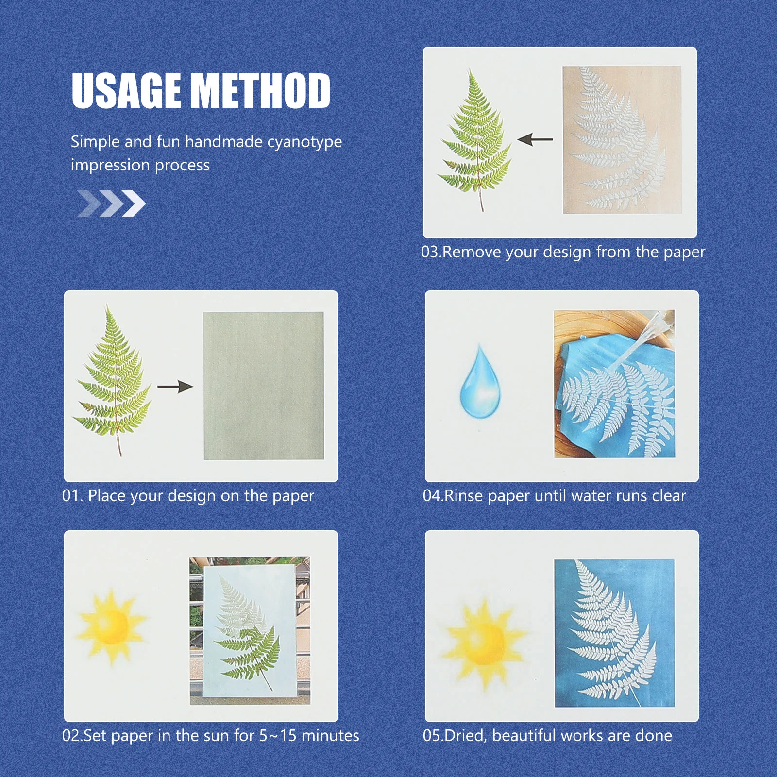 أداة رسم مستلزمات الورق من Cyanotype لأوراق الطباعة المنشط بالطاقة الشمسية من الألياف الطبيعية DIY للأطفال الصغار