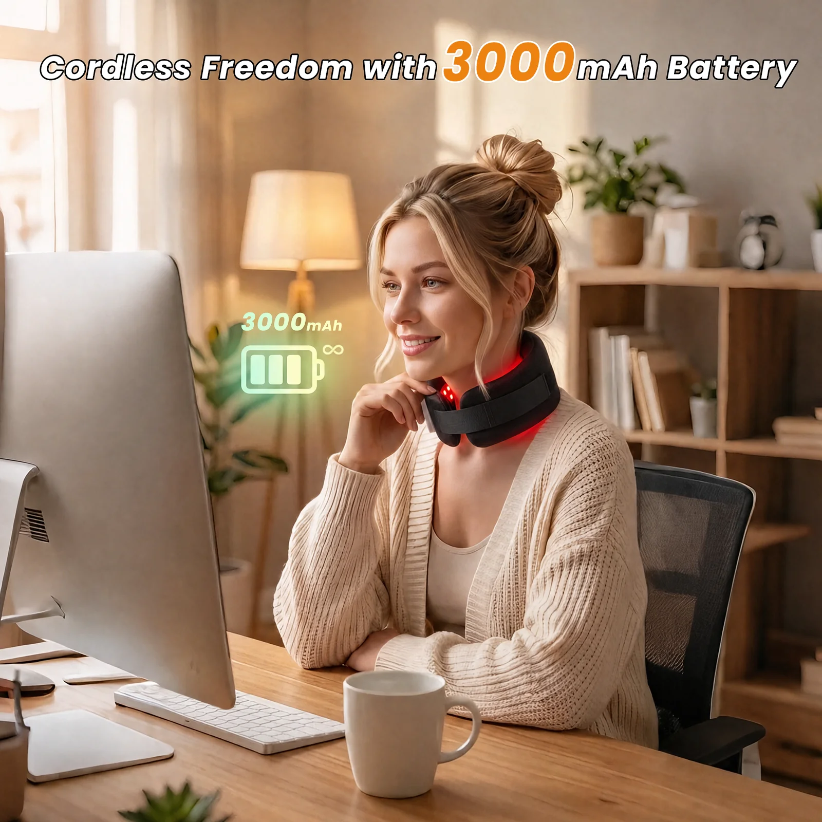 SootheBeam Red Light Heating Neck Belt 660nm 850nm Infrared Neck Cervical Protection Neck Vibration Massage Health Care Device