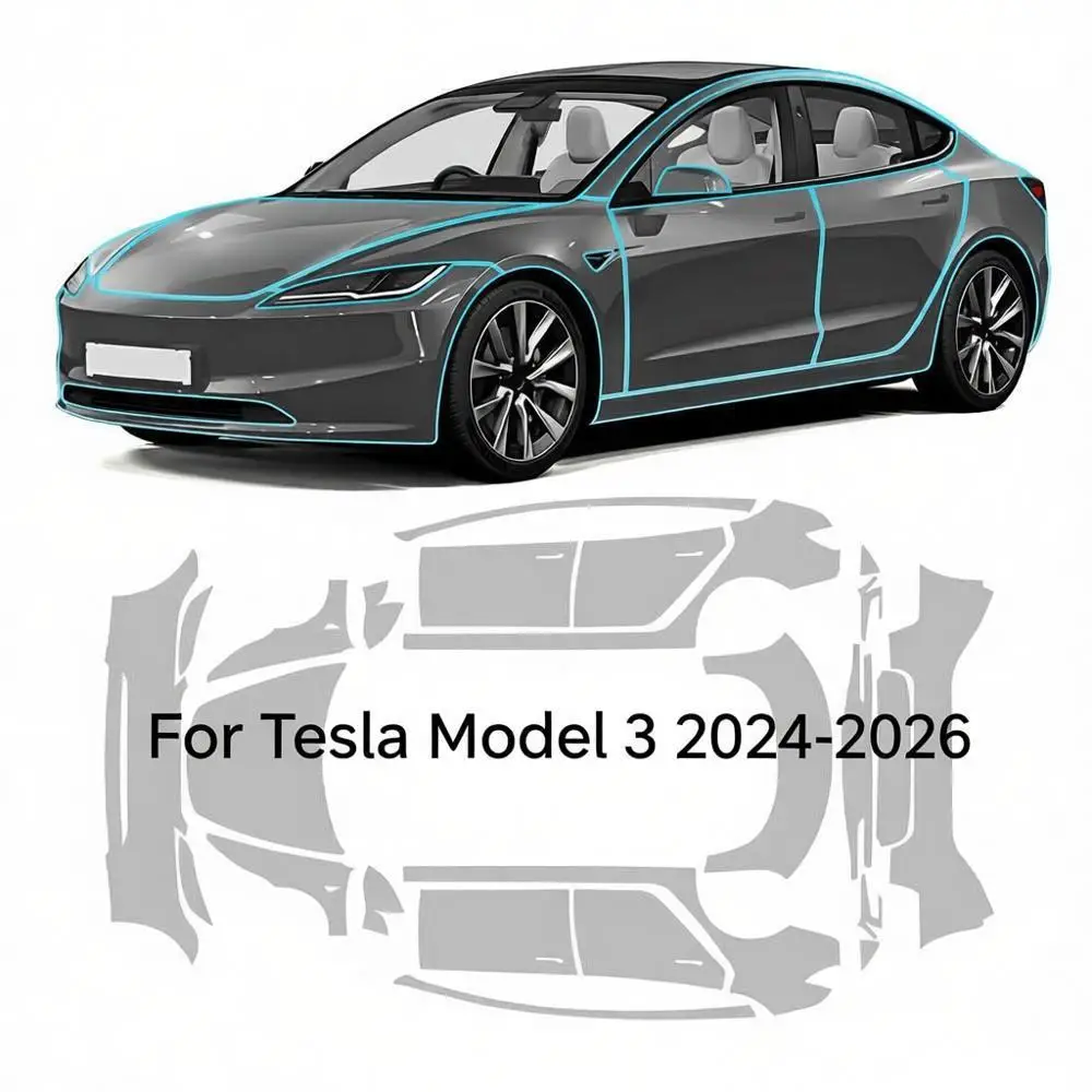 

For Tesla Model 3 Premium 2024-2026 8.5Mil TPU Scratch-Resistant Self-Healing Paint Protection Film Invisible Pre-cut PPF Kit﻿
