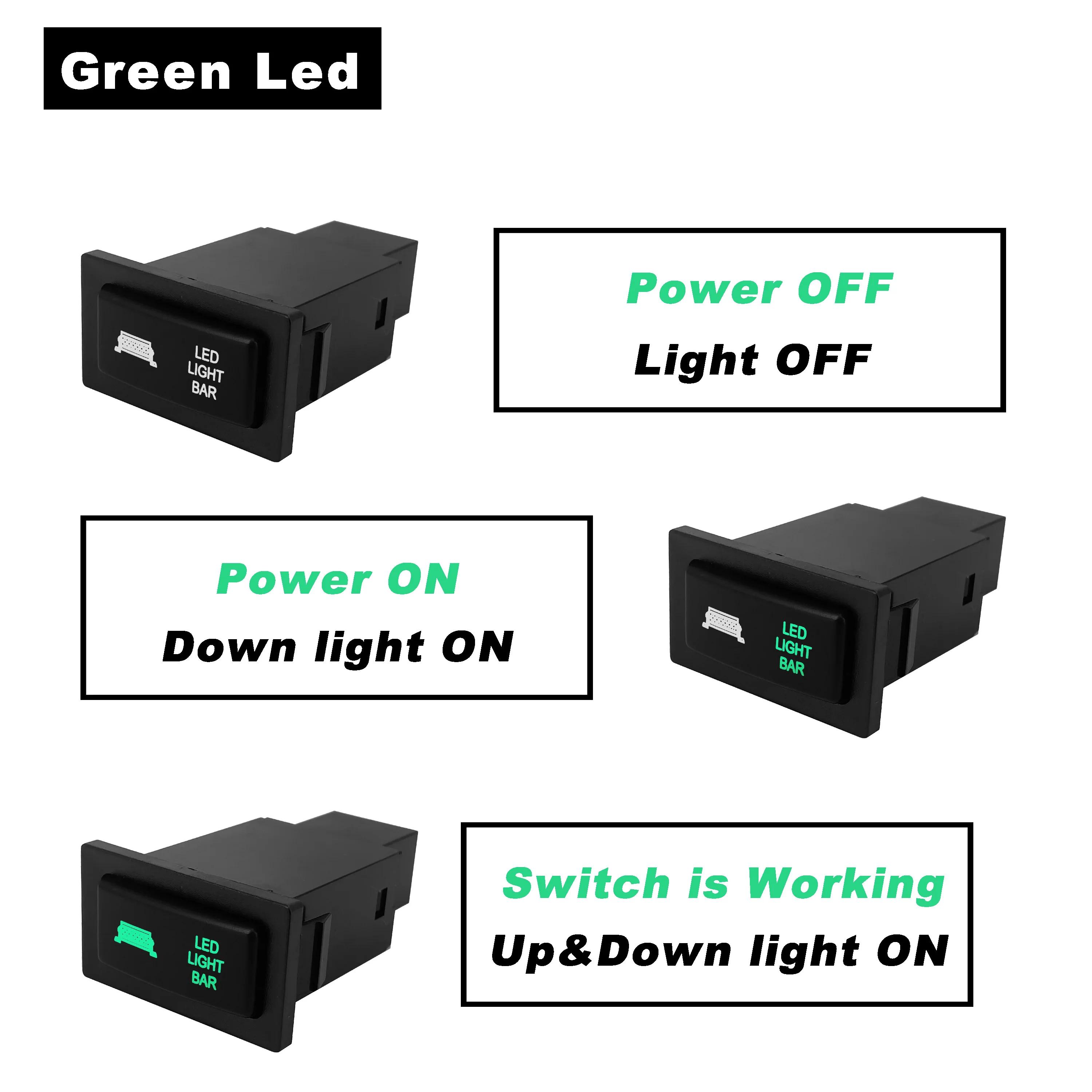 12V Dual Green Led LED LIGHT BAR Push Button Switch for Car TOYOTA Prado 90 95 LandCruiser Buttons Accessories Replacement Parts view 4
