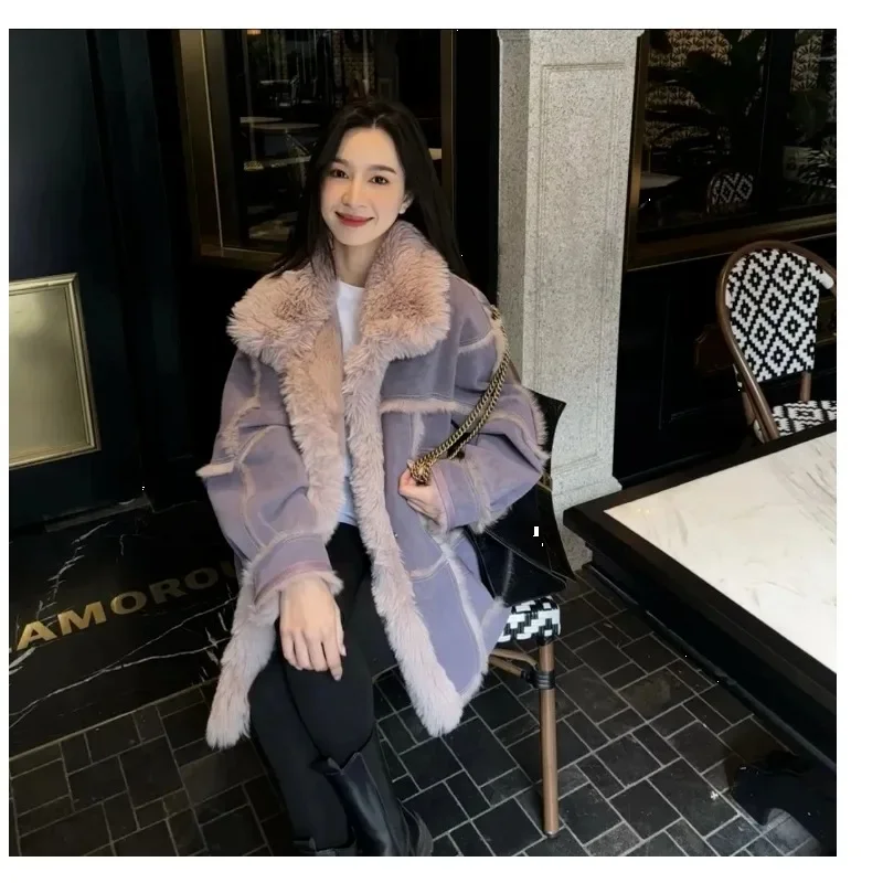 

Korean Version Fur Coat Female Wintertime New Style Fashion Loose Thickening Type Warm MIDI Style Fox Hair Overcoat Soft