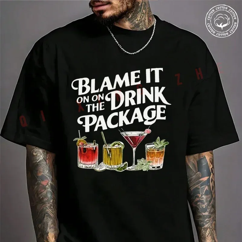 

New Motorbike Cotton T-Shirt Blame It On Drink Package Print Motorcycle Tshirt Adventure Casual Summer Short Sleeve Tee