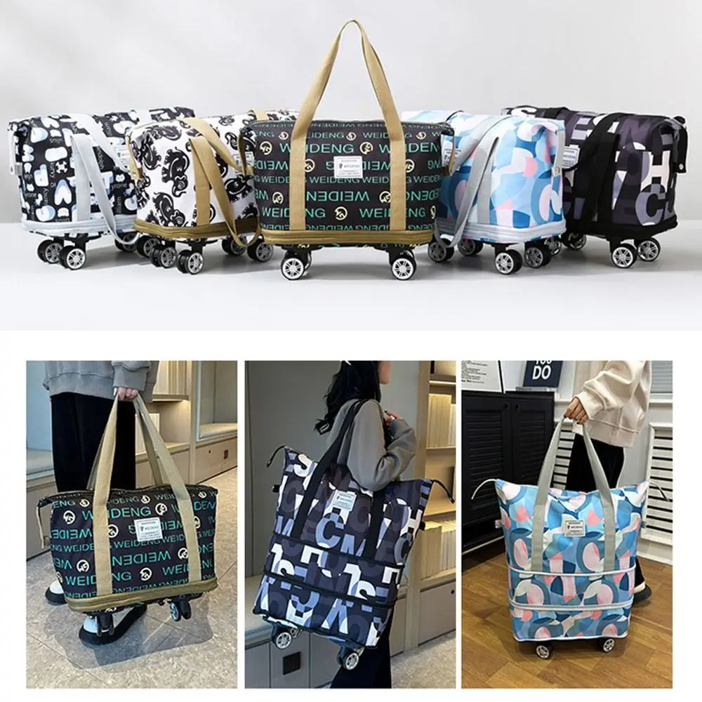 Rolling Duffle Pack com Rodas, Nova bolsa dobrável, Bolso Múltiplo com Zíper, Mala de Viagem Empresarial