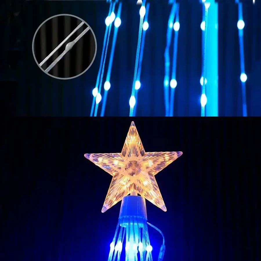 1.5M 2.1M Smart Lighted RGB Christmas Tree Cone Tree with Star Topper Outdoor DIY APP Controlled Lighted Christmas Tree Light