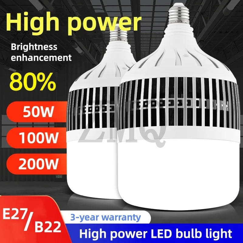Super Bright High Power Led Globe Bulb E27 E40 36W 50W 80W 100W 200W 220V Energy Saving Ball Lamp Home Factory Workshop Lighting