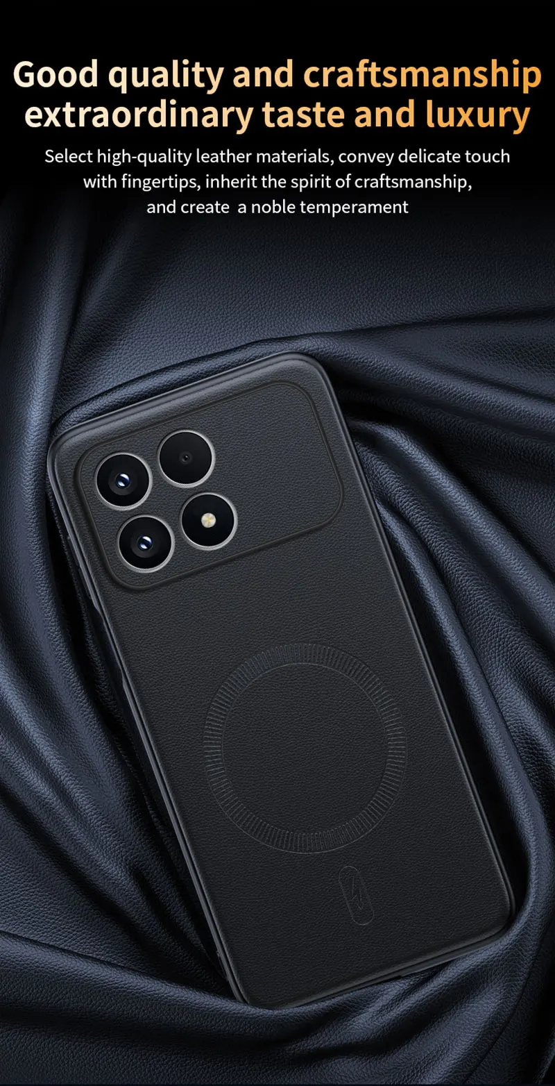 Für Poco F8 Pro: Magnetische Schutzhülle aus Leder, Anti-Fingerabdruck, rutschfest, aus PC+TPU. – Detail 7