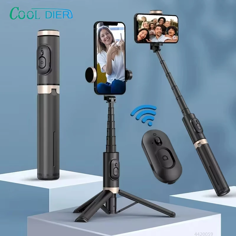 COOL DIER 2024 NEW Bluetooth Selfie Stick Foldable Wireless Tripod with Bluetooth Shutter Monopod Live Photograph for Smartphone