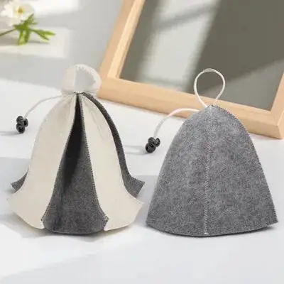 

2Pcs Felt Sauna Hats Comfortable Thickened Bathing Hats Lightweight Breathable Heat Insulation Portable Sauna Caps for Home Spa