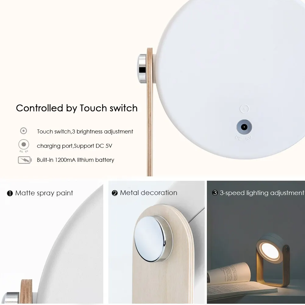 Foldable Touch Dimmable Reading LED Night Light Portable Lantern Lamp USB Rechargeable For Home Decor
