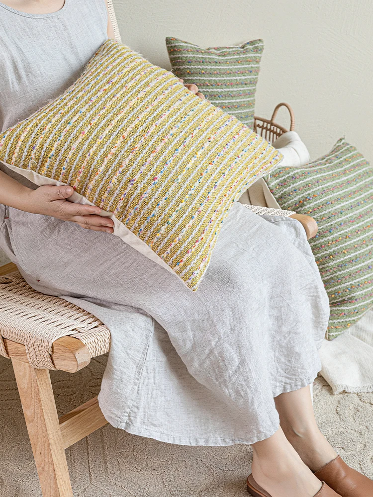 

Cute Rainbow Candy Patterned Wool Blend Fabric Pillow Office Home Bedroom Sofa Decorative Cuion Durable Waable Square Pillow