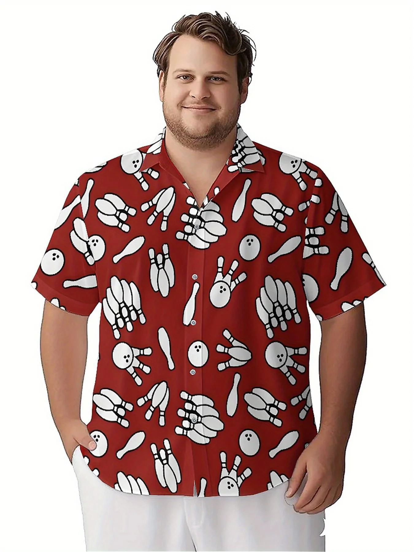 Men's Plus Size Hawaiian Shirts Flavored Bowling Balls pattern,New in Summer Fashion Tops,Hip Hop Rock Streetwear