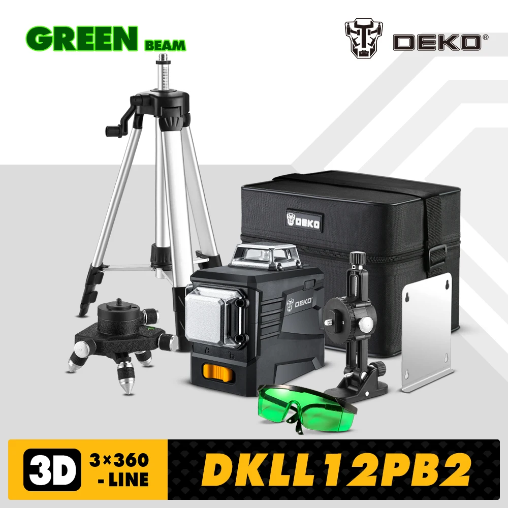 

DEKO DKLL12PB 12 Lines 3D Laser Level Self-Leveling 360 Degrees Horizontal and Vertical Cross Indoors/Outdoors Title Function