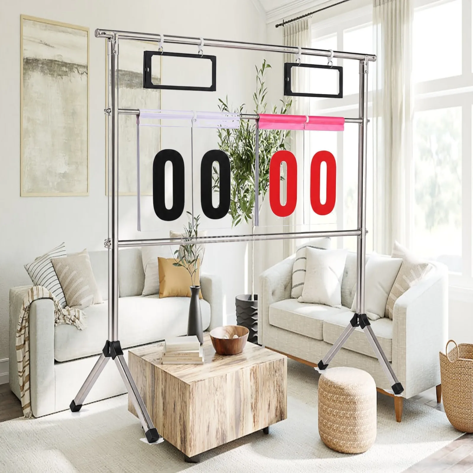 Flip Scoreboard with Stand Portable Scorekeeper with Tripod Base Manual Scoreboard with Stand Heavy Duty for Schools, Gymnasiums