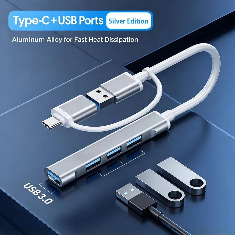 USB 3.0 Docking Ststion 2 in 1 USB HUB Multi Ports Splitter USB Type C OTG Adapter For Notebook Lenovo PC Dell Macbook Air Pro