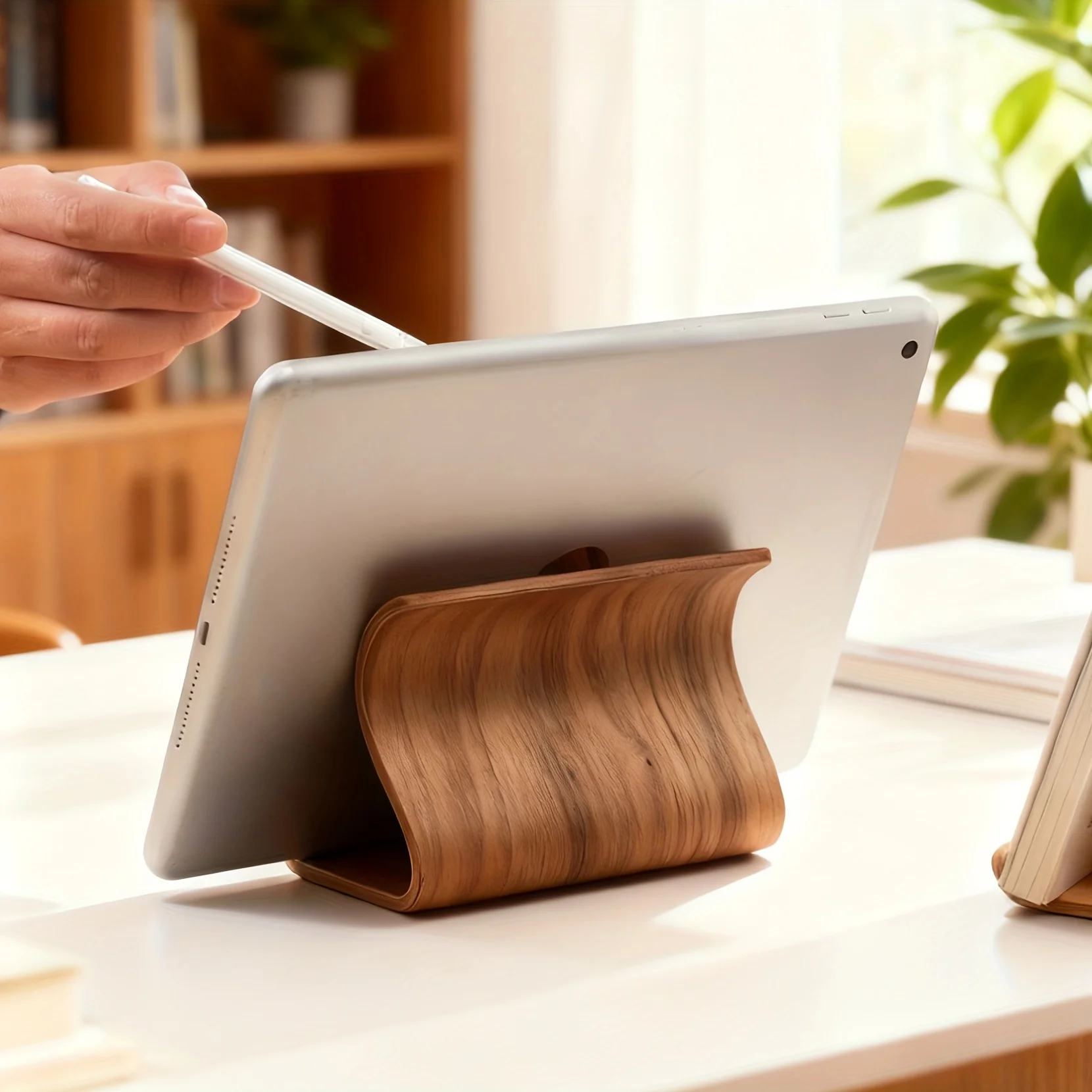 [New Wooden Phone Stand] New Wooden Portable Desktop Phone Stand | Creative Lazy Holder for iPad Tablet, Universal Mobile Stand view 4