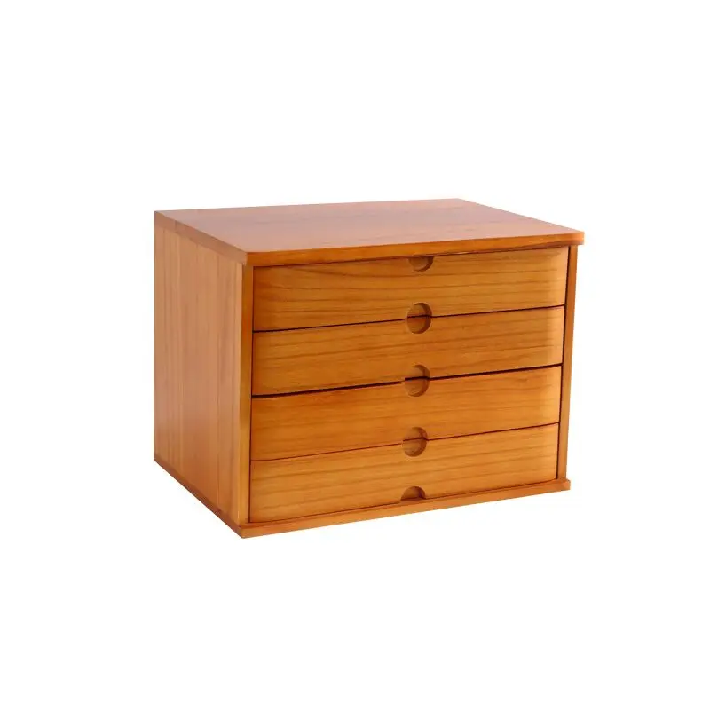 

solid wood desktop paintbrush storage box, drawer, multi-layer file information with lock, dust-proof debris