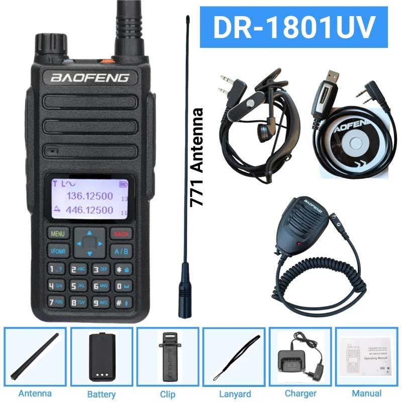 

Baofeng Official Store DR-1801 Long Range Dual Band DMR Digital/Analog Walkie Talkie Tier tier II Dual Time Slot Upgrade Radio