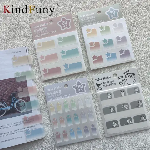 KindFuny 60/90/180PCS 색인 탭 여러 가지 빛깔의 분류 스티커 편지지 색인 라벨 메모 노트 귀여운 스티커 메모