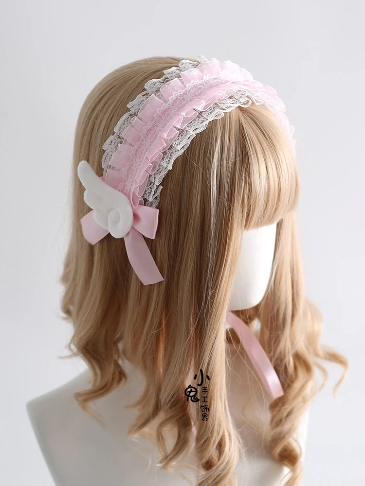 Headwear Black and white Original headband Angel Wings Headband Gothic Dark Lolita headwear subculture