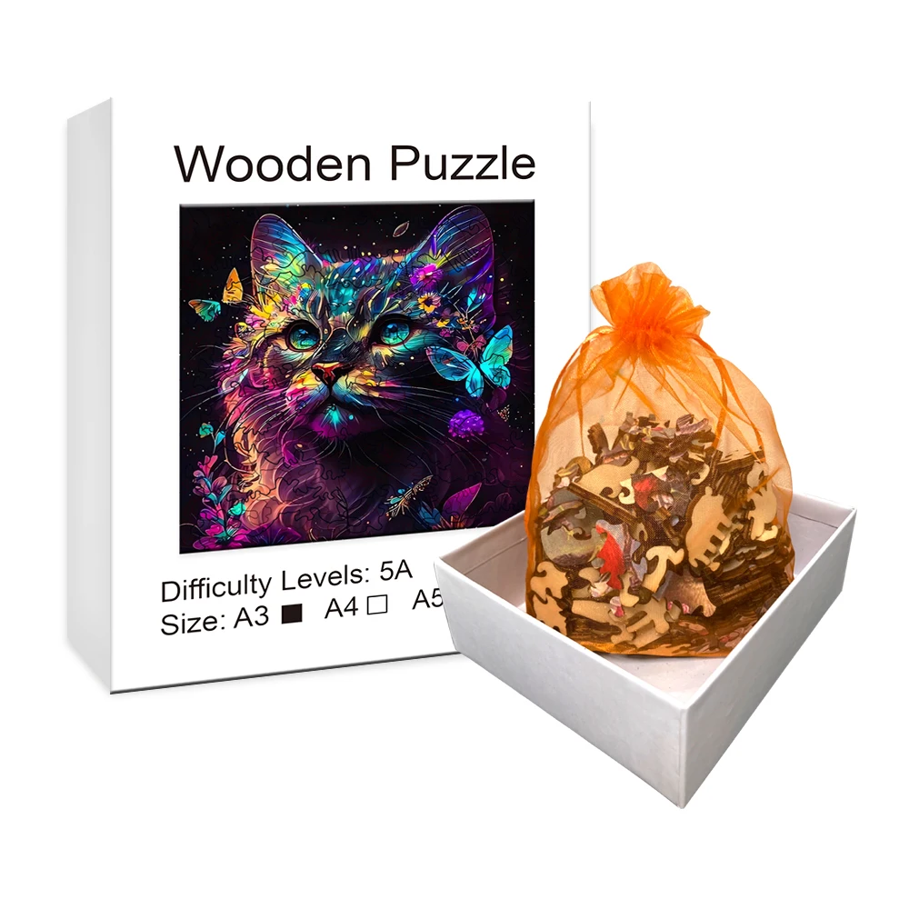 Unique irregular cat wooden puzzle creative gift suitable for teenagers adults and children Halloween Christmas Gifts