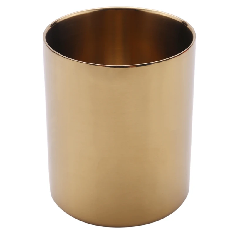 Gold Flower Vase Pen Holder Desktop Storage Container for House Office - Cylinder