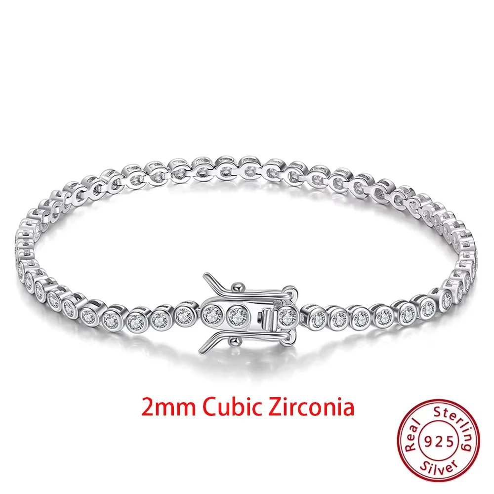 Rinntin SB143 Tennis Bracelet Sterling Silver Clear Cubic Zirconia 6