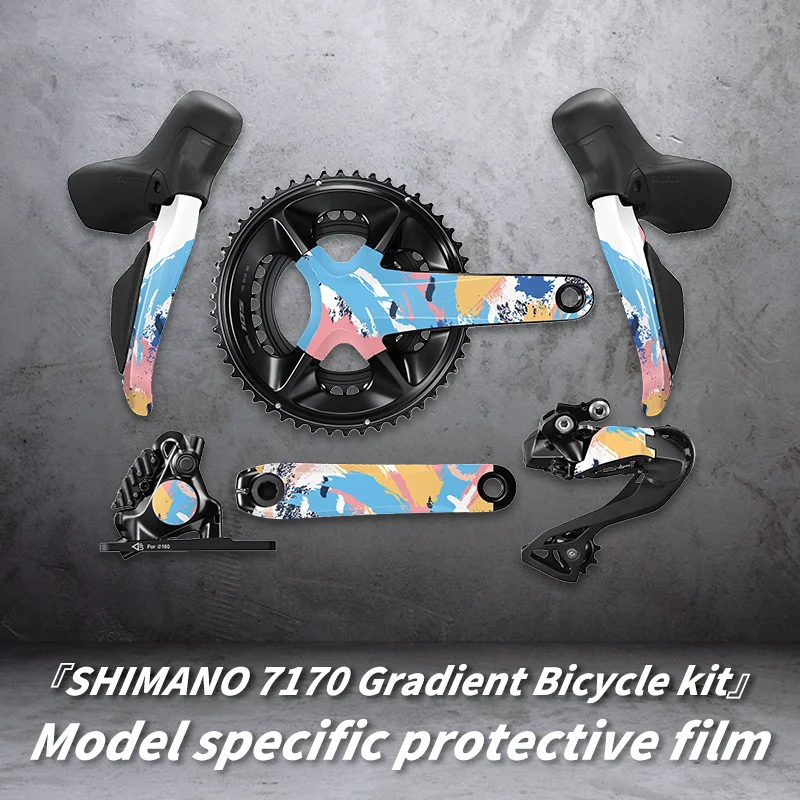 For Shimano 105 Di2 R7170 Groupset - Color Change Film, Road Bike Crankset/Chainring/Shifter Protective Sticker
