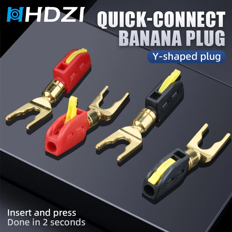 4mm Gold-Plated Banana Plug, High Current Quick Connection 32A Fork Connector, U and Y 1 pcs /4 pcs /8 pcs
