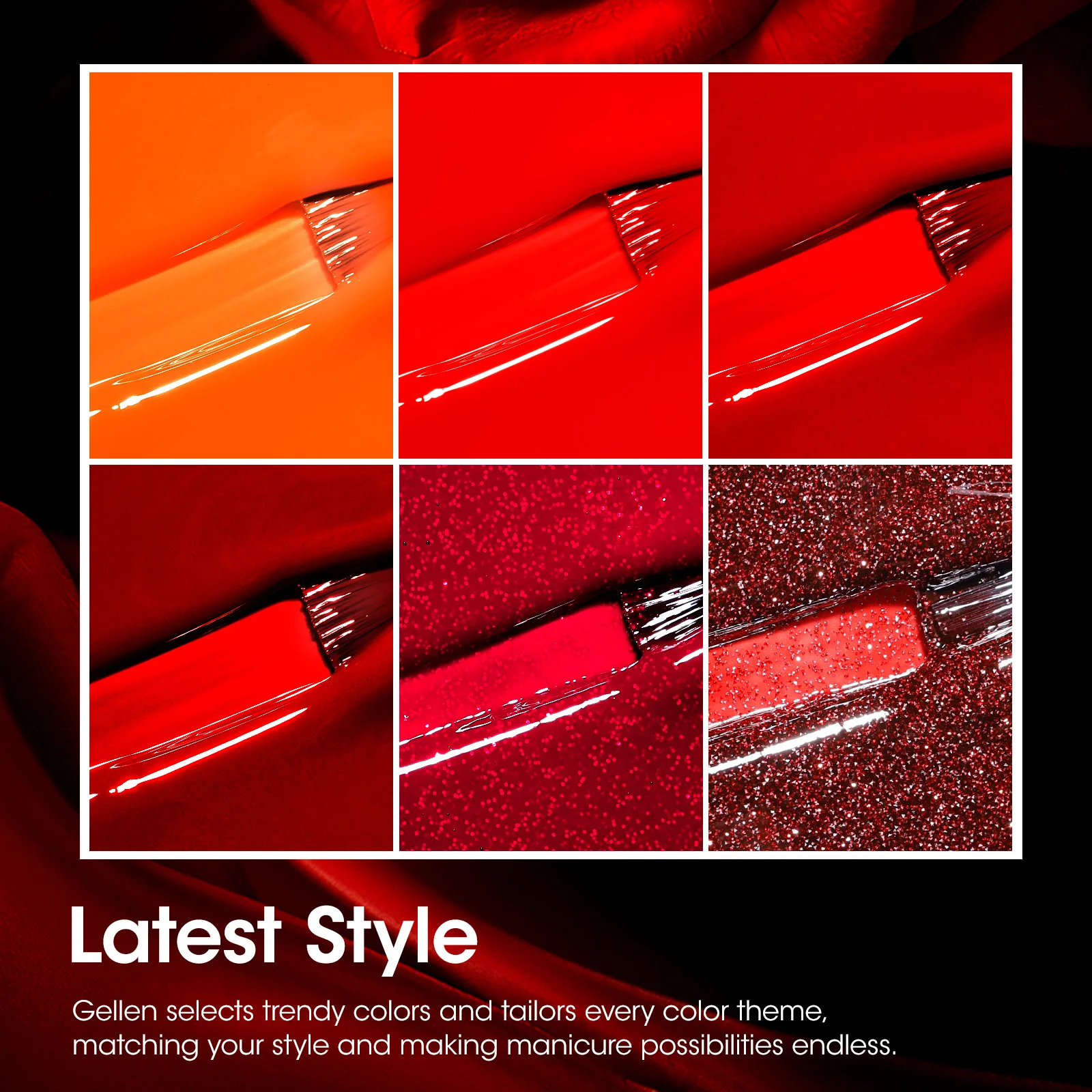 GELLEN جيل للأظافر مجموعة طلاء الأظافر بورجوندي الأحمر 6 قطعة بريق الألوان نقع قبالة هلام للمنزل لتقوم بها بنفسك هلام هلام البولندية مانيكير الأظافر الديكور #2
