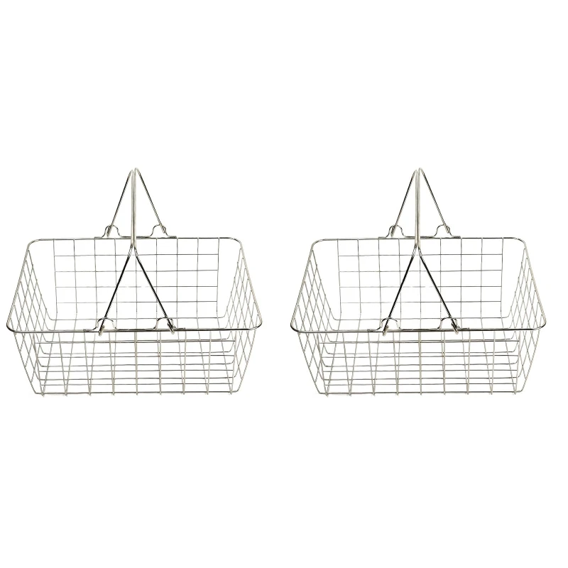 

2 Pack Modern Stainless Steel Storage Basket for Books Clothing Etc. Versatile Storage Bin for Home and Car Use Rust-proof Shelf