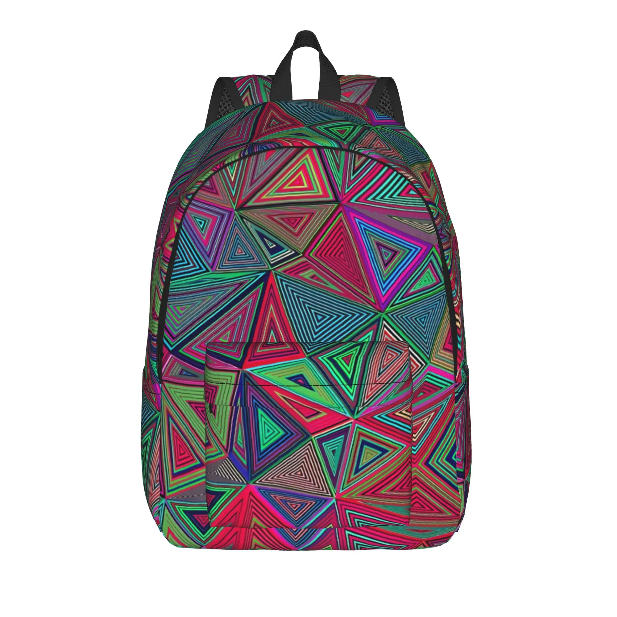 Back to school season Abstract Geometric Triangles Pattern Rucksack Back To School College Student Classic Backpack