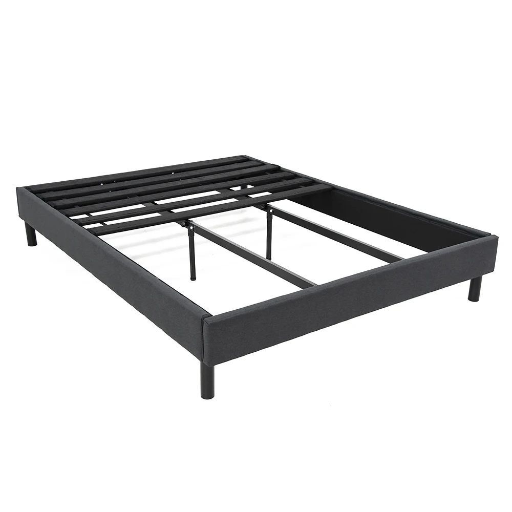 UFG 2P Upholstered Platform Bed Frame Mattress Foundation Wood Slat Support Tool-less Assembly Bed Frame
