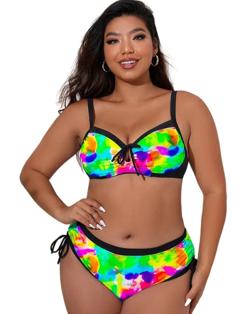 L-4XL Plus Size High Waist Bikini Women's Push Up Large Size 3XL 4XL Swimsuit Summer Mujer Tummy Control Swimwear Bikini Sets view 5
