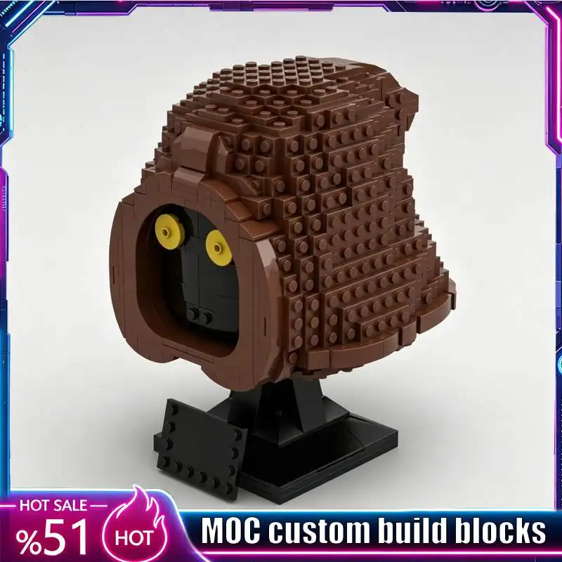 740PCS Sci Fi Creature Bust MOC Character Head Model Custom Puzzle DIY Assembly Building Blocks Collection Display Special Gift