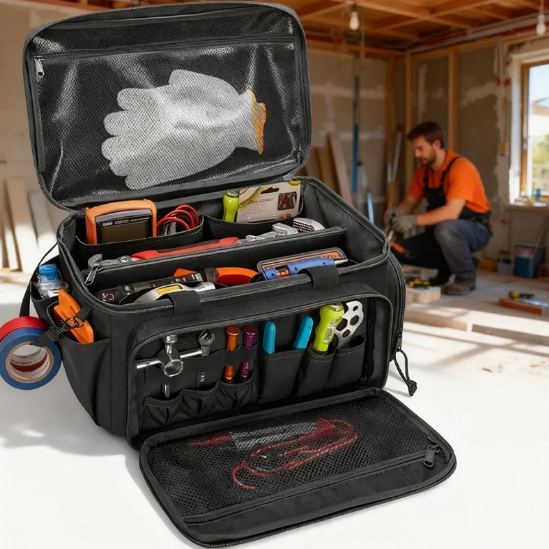 حقيبة تنظيم الأدوات المحمولة متعددة الوظائف حقيبة تخزين الأدوات للرجال المهنية العامل الماهر إصلاح الحمل اليومي