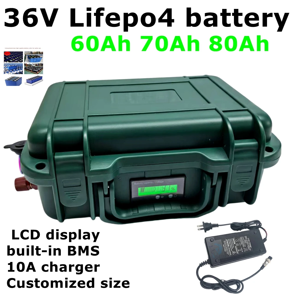 HX-36V 70Ah 60Ah 80Ah liFepo4 battery BMS for boat motor UPS solar system solar street light EV+ 43.8v 10A charger