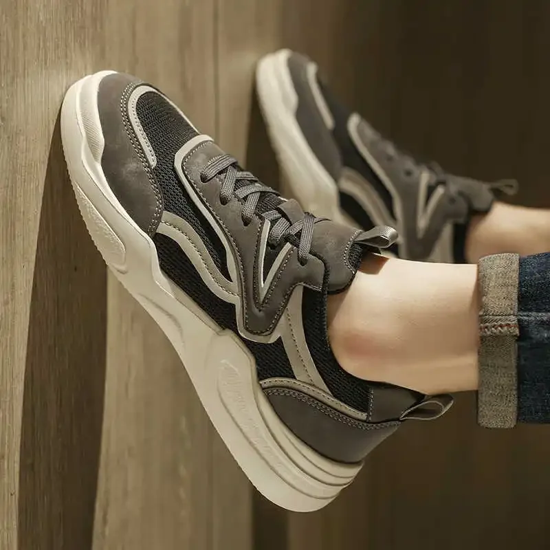 

Key Height Normal Leather Sports Tennis Casual Vulcanized Shoes For Men Skateboard Sneakers Items Casual Minimalist Novelty